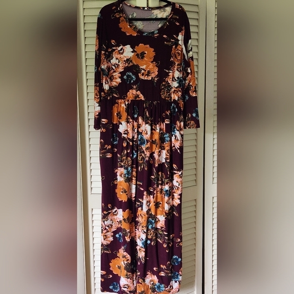 Hazel Blues Dresses & Skirts - Hazel Blues Boutique Wine Colored Floral Print Maxi 4XL